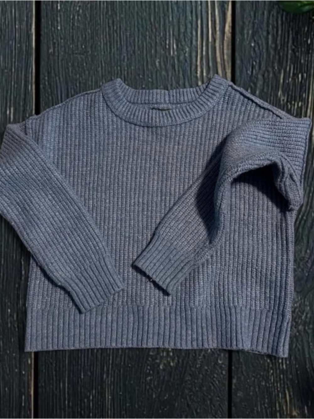 American Eagle Outfitters Ribbed Crewneck Sweater - Slate